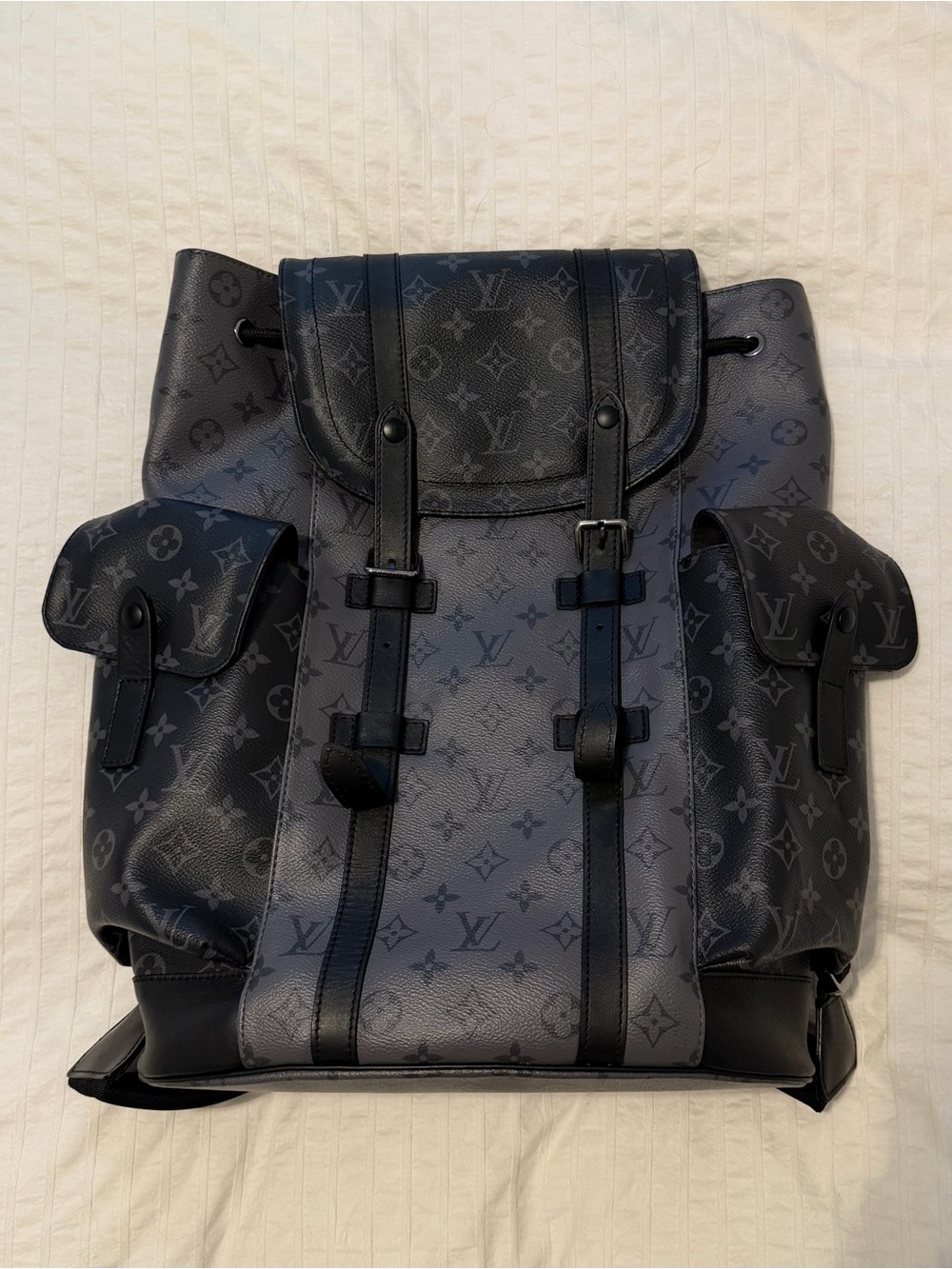 Louis Vuitton Monogram Eclipse Drawstring Backpack - Black & Gray